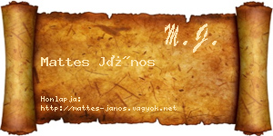 Mattes János névjegykártya